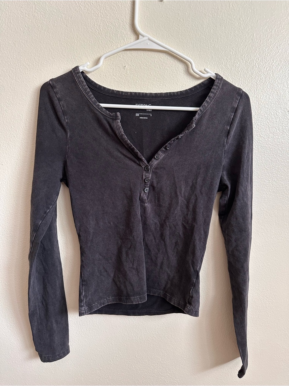 PacSun Charcoal Black Long Sleeve Henley